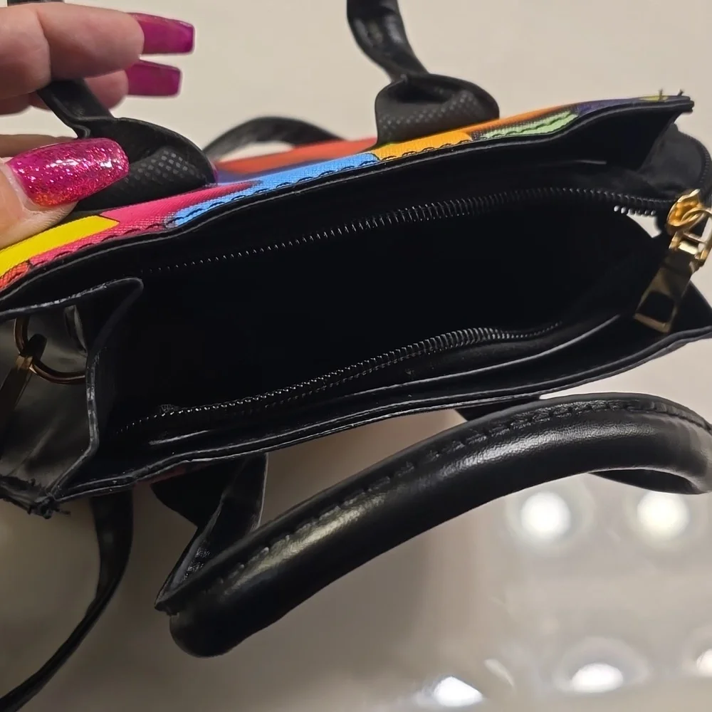 Colorblock Geometric Mini Crossbody Bag with Black Trim